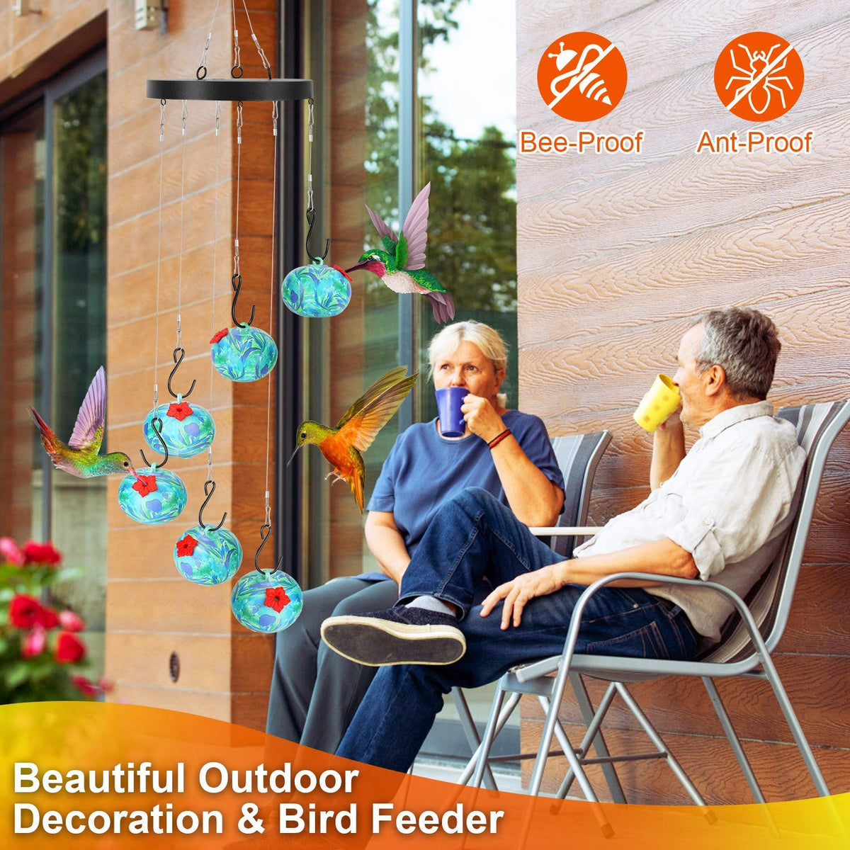 1pc Wind Chimes Humming Bird Feeder Ant And Bee Proof Outdoor