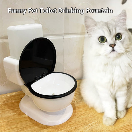Funny Pet Cat Toilet Water Fountain Automatic Flow Without Plug-in