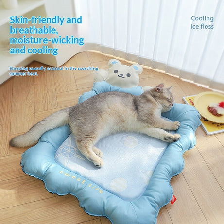 Summer Cooling Ice-silk Dog-shaped Mat For Sleeping