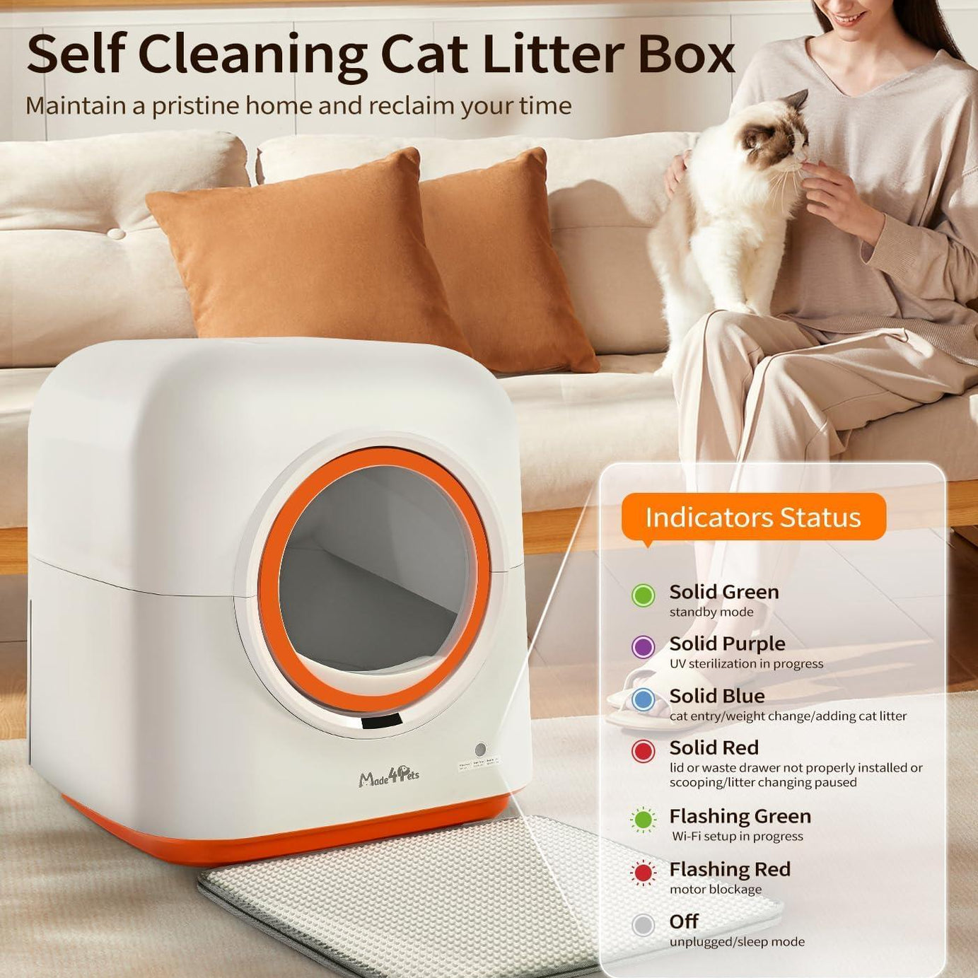 60l Automatic Cat Litter Box Smart App Control Deodorizing Infrared