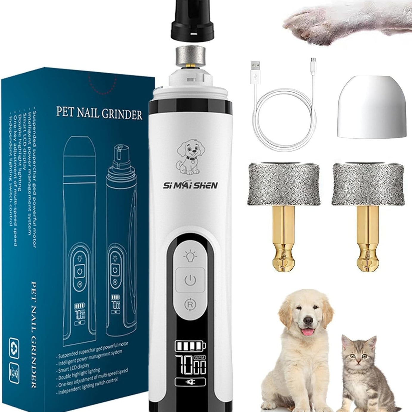 Pet Nail Grinder Highpower LED Dualightwith Bloodline Detection