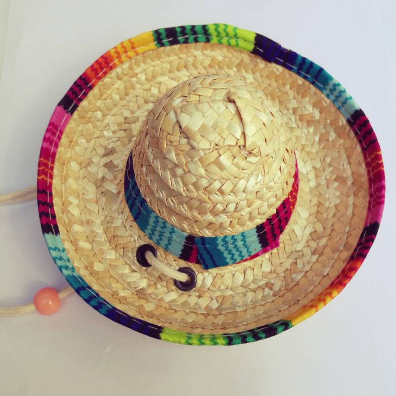 Pet Supplies Straw Woven Mini Pet Dog Hat Pet Mexican Pet Cat Sun