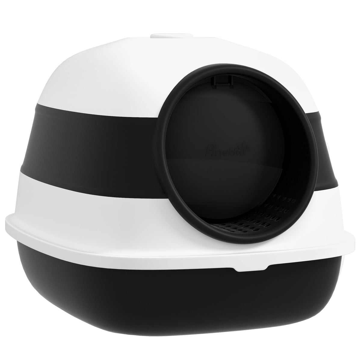 Dome Covered Cat Litter Box With Lid White And Black