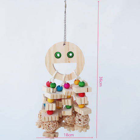 Parrot Toy Bird Supplies Cartoon Wooded Bite Big String Slotted