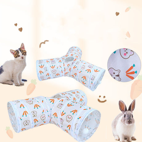 Rabbit Cat Tunnel Suede Three Channel Foldable Pet Supplies