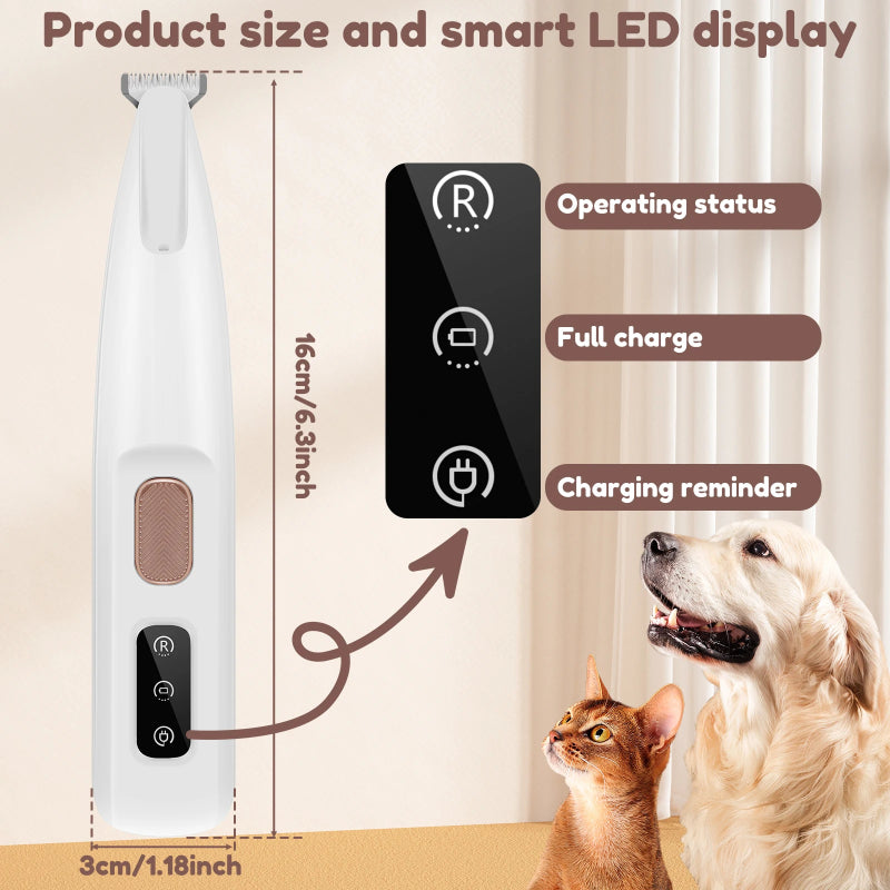Pets Dog Paw Trimmer With LED Light Fully Waterproof Pet Hair