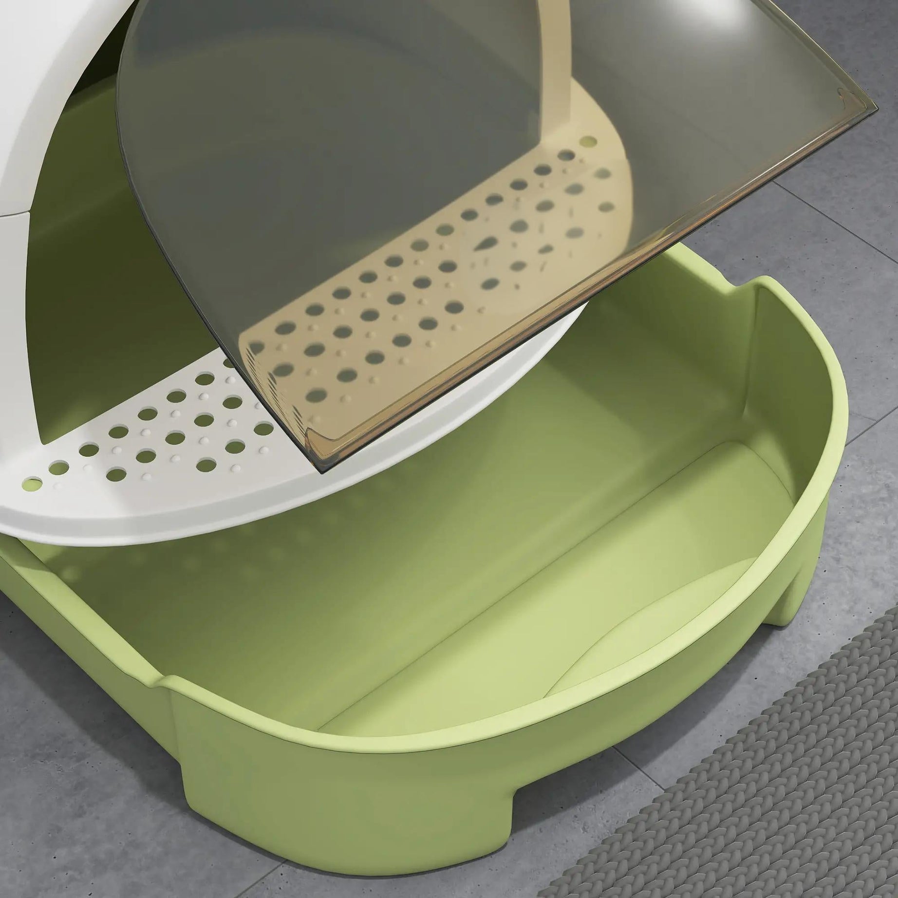 Green Cat Litter Box With Lid Scoop Deodorizing Bags