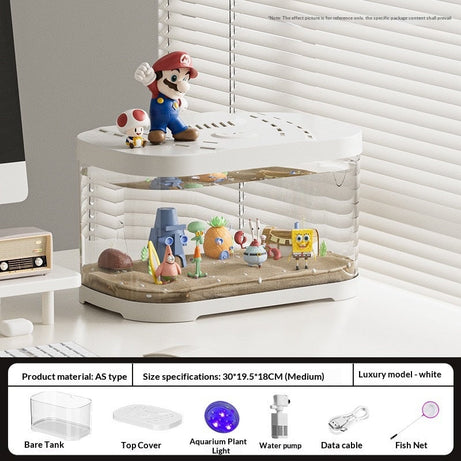 Transparent Plastic Fish Tank Aquarium Terrarium Decoration Office
