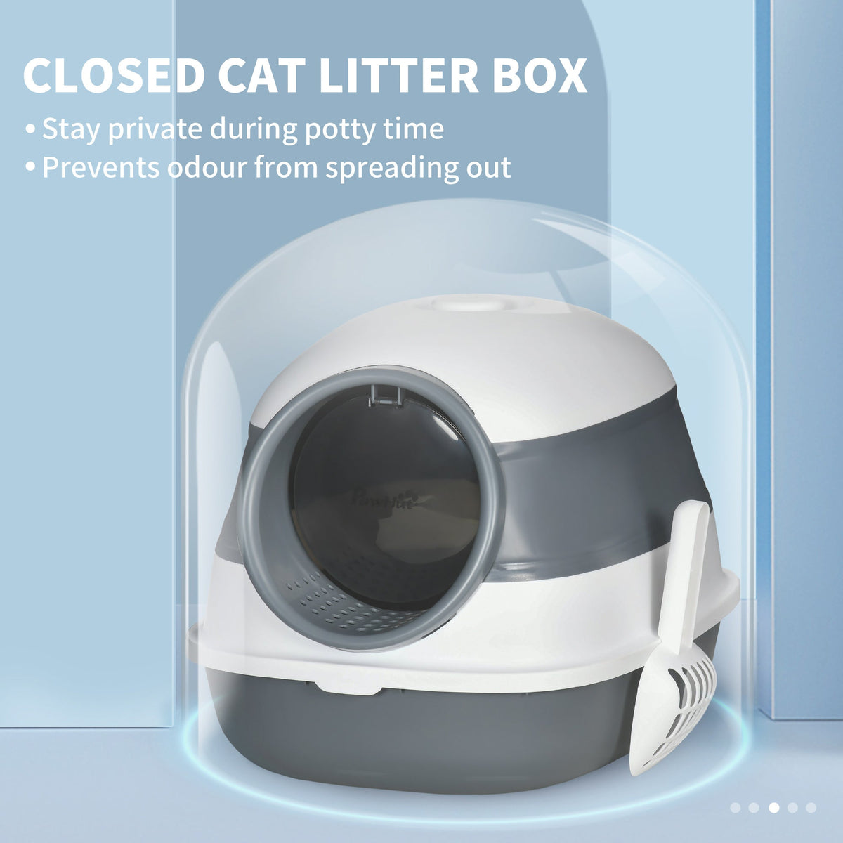 Dome Covered Cat Litter Box With Lid White And Gray