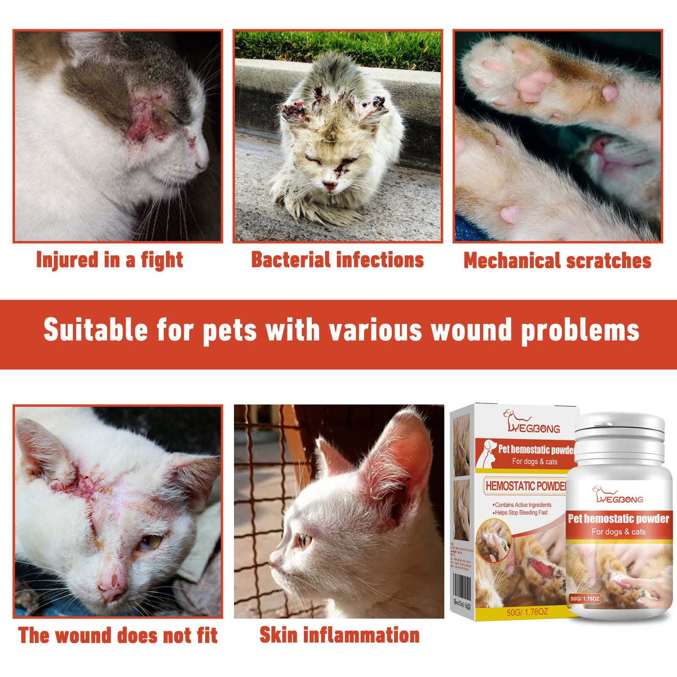 Pet Hemostatic Powder Fast Bleeding Stop Wound Care For Dogs Cats