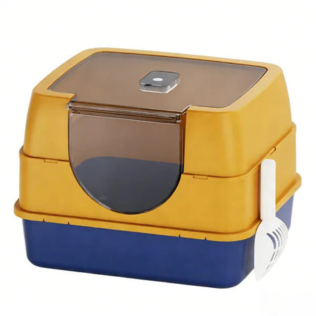 Galaxy Enclosed Orange Cat Litter Box Sealed To Prevent Odors