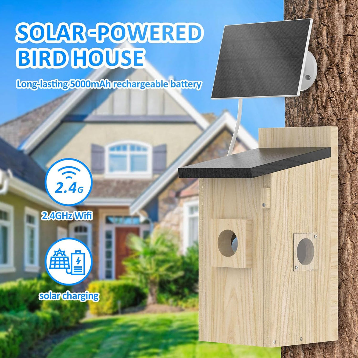 Smart Bird Houses For Outside Solar Powered 4mp Birdhouse Camera