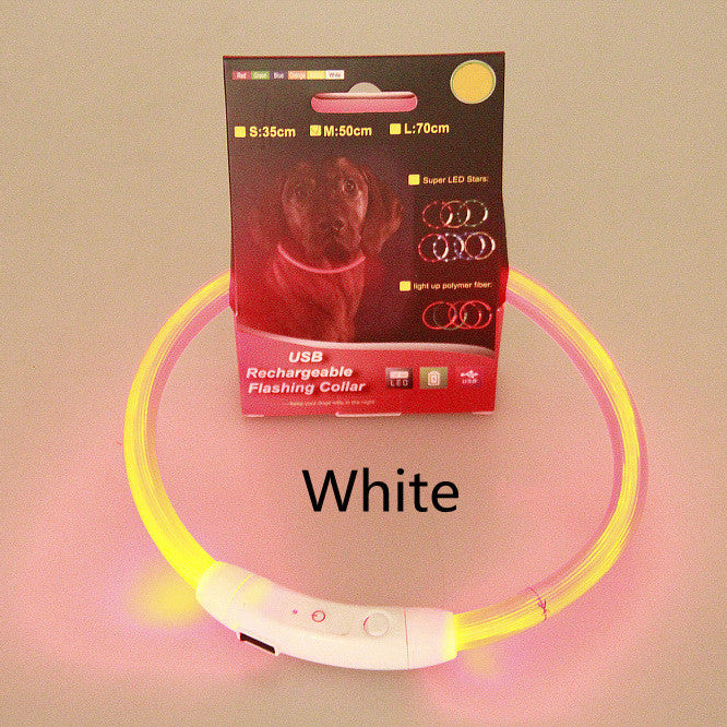 Pet Flashing Collar USB Rechargeable Glowing Necklace Safety Light