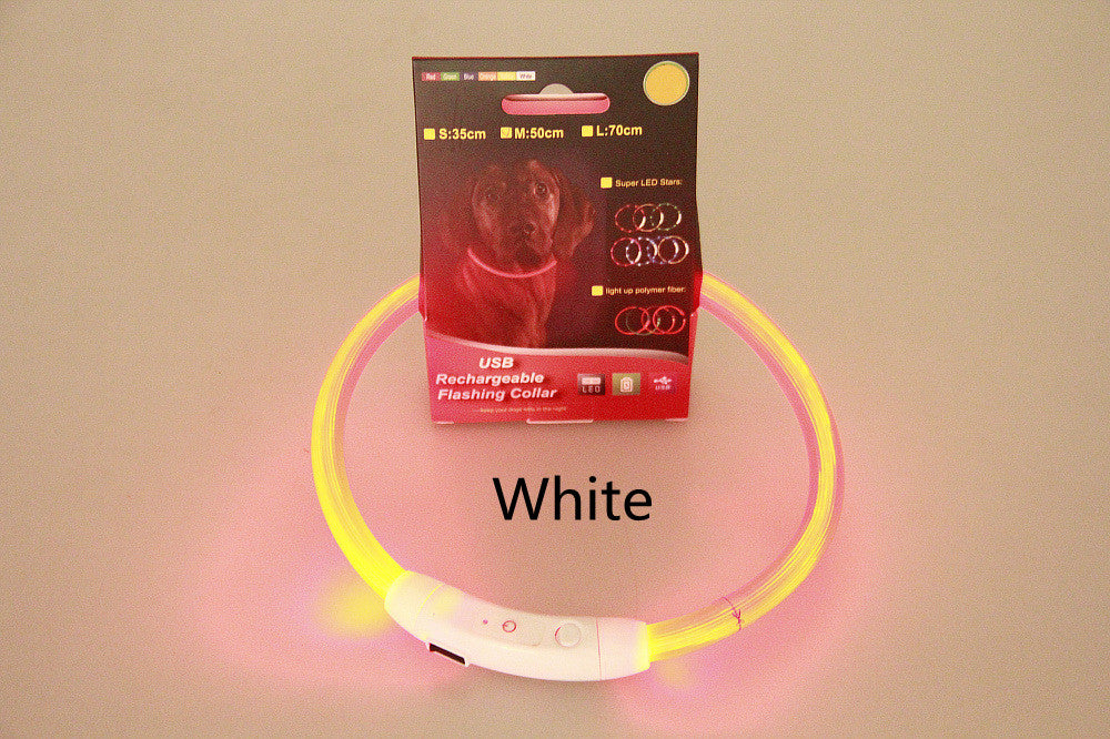Pet Flashing Collar USB Rechargeable Glowing Necklace Safety Light