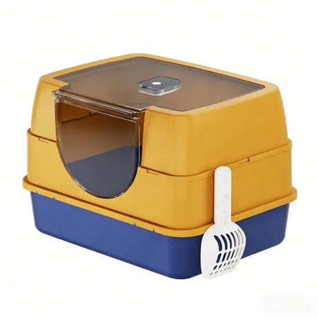Galaxy Enclosed Orange Cat Litter Box Sealed To Prevent Odors