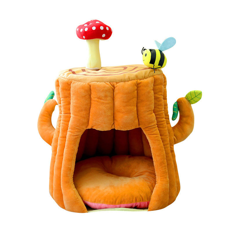 Orange Tree Stump Cat Nest House With Cushion