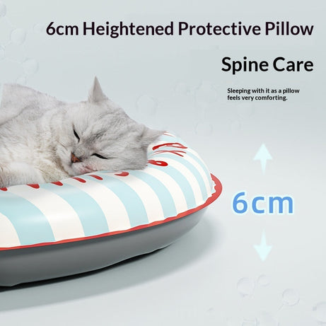 Summer Pet Cooling Round Mat Bed With Raised Edges For Neck Spine