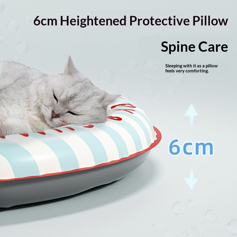 Summer Pet Cooling Round Mat Bed With Raised Edges For Neck Spine