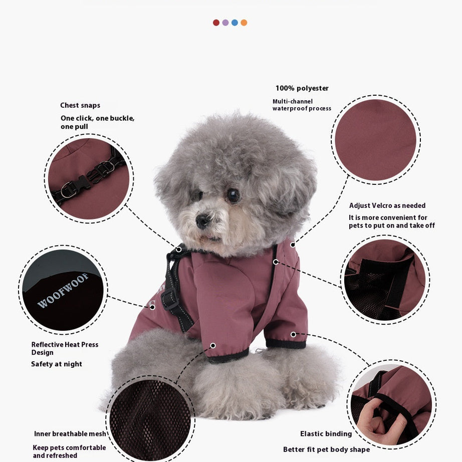 Puppy Dog Raincoat Four-legged Waterproof All-inclusive Poncho