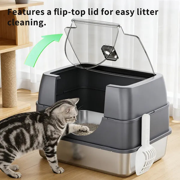 Fully Enclosed Stainless Steel Cat Litter Box White 2025 Top Pick