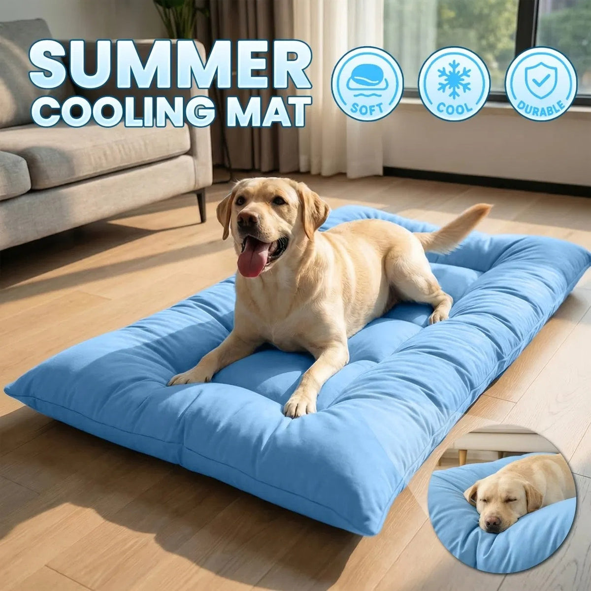 Extra-large Cooling Dog Sofa Bed Ultra-soft Plush Pet Mat With 8