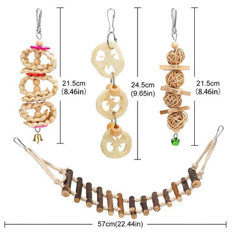 Parrot Bite Toy Small And Medium Bird Log Swing Ring Bell String