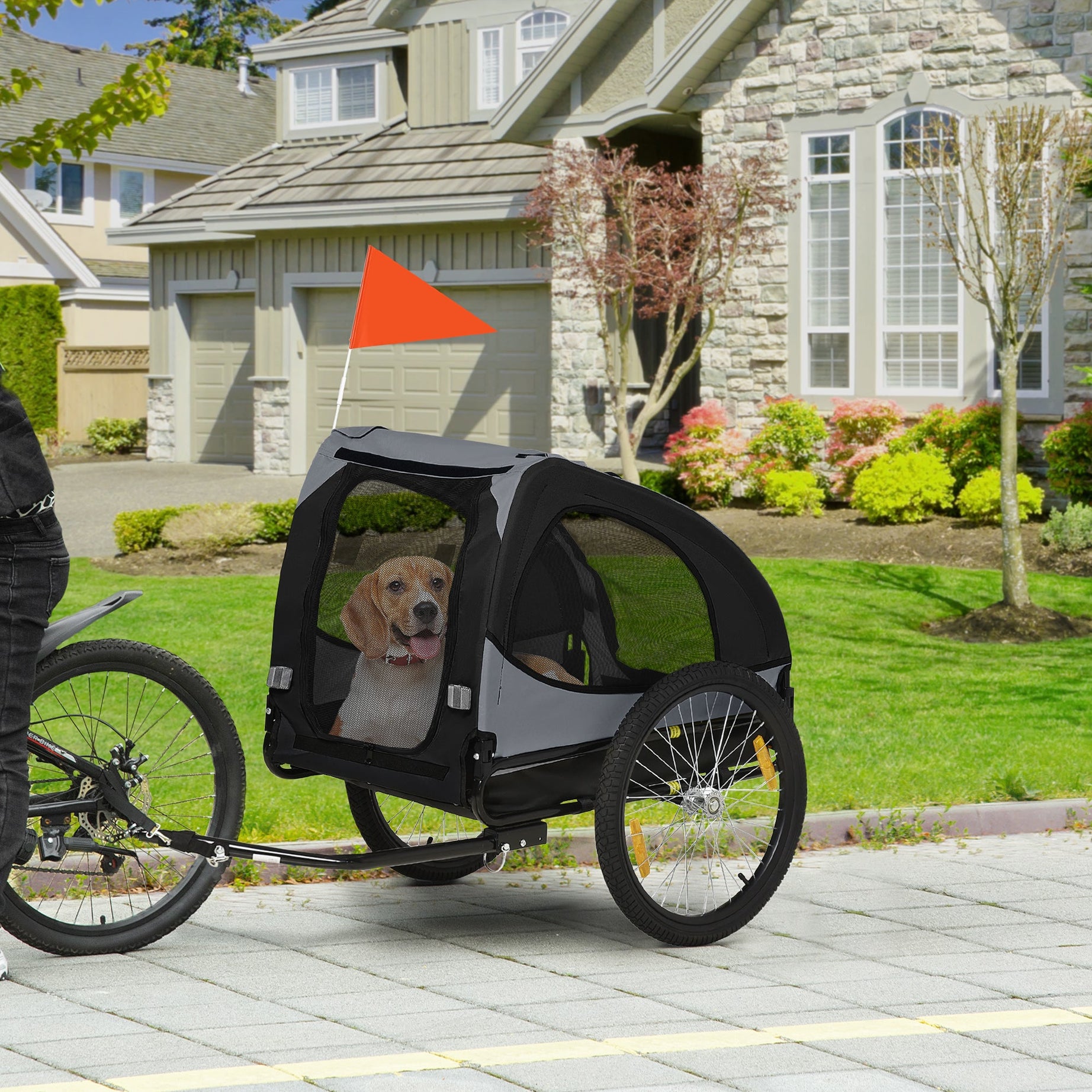 Dog Bike Trailer Pet Stroller With Wheels For Medium Dogs Black