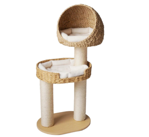 Green Song Woven Cat Climbing Frame With Thick Posts Tree Bed
