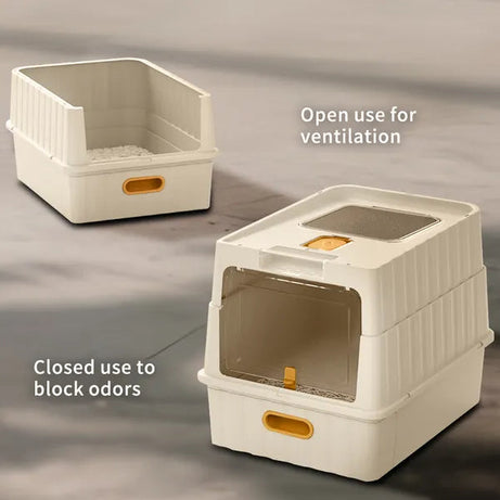 Simple Drawer Style White Cat Litter Box Humanized Design Does Not
