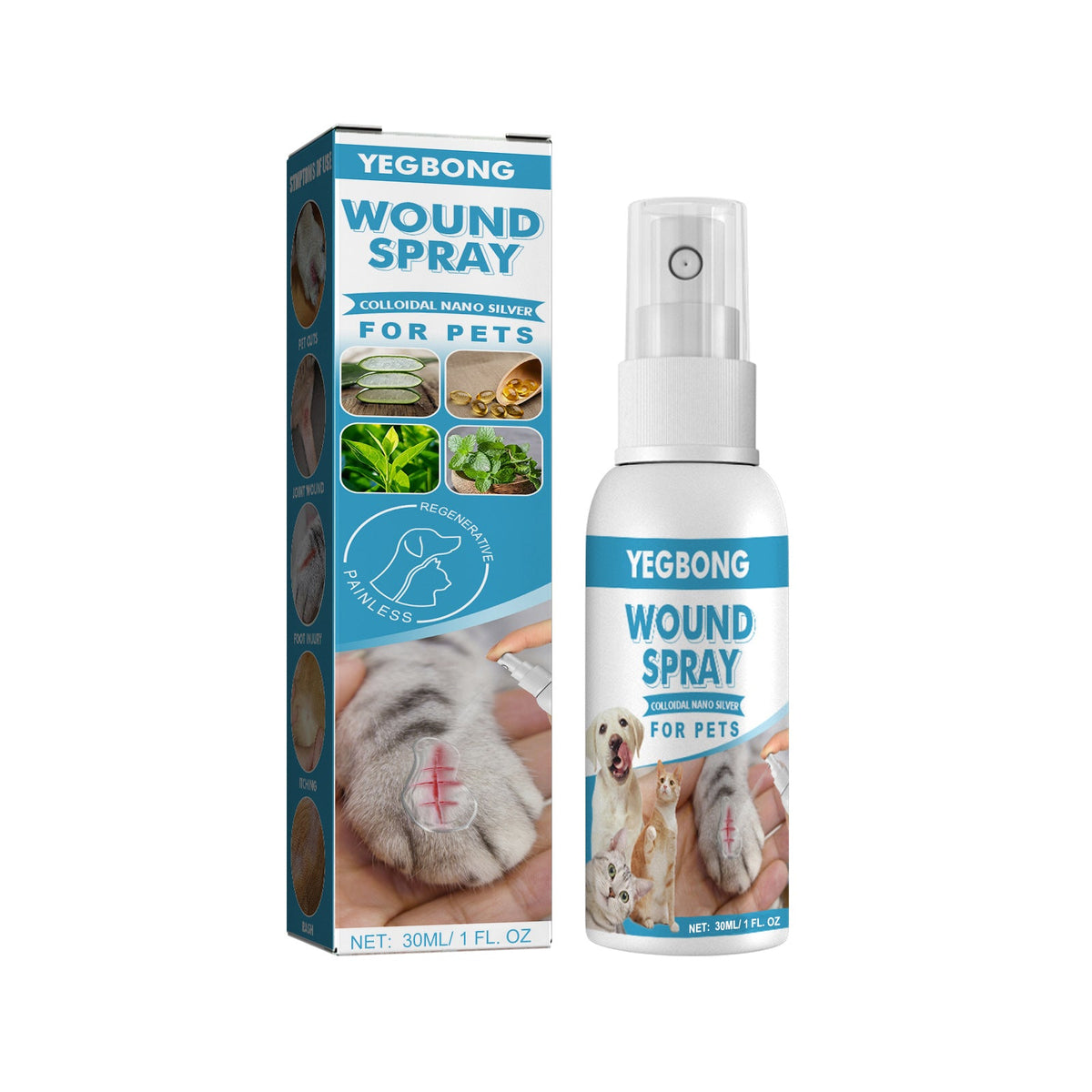 Natural Pet Wound Spray For Cats Dogs Skin Care Cuts Anti Itch