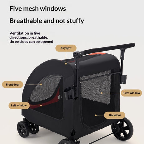 Foldable Pet Stroller For Multi Cats And Large Dogs Lightweight