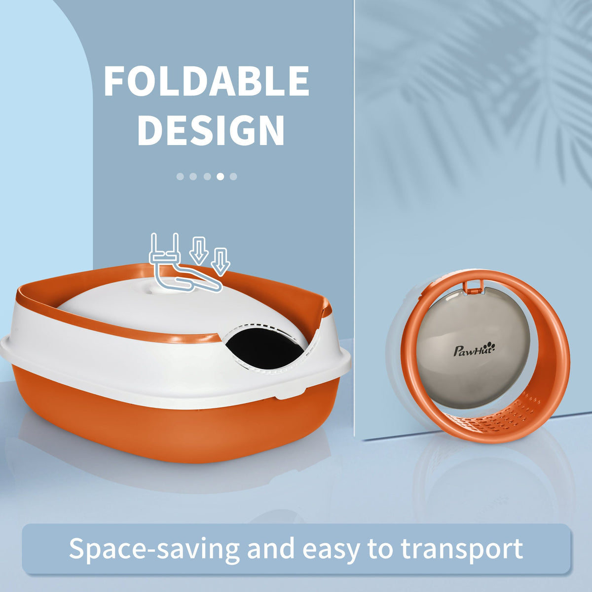 Dome Covered Cat Litter Box With Lid White And Orange