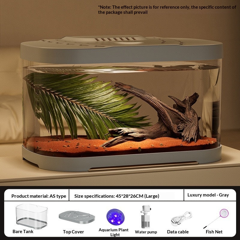 Transparent Plastic Fish Tank Aquarium Terrarium Decoration Office