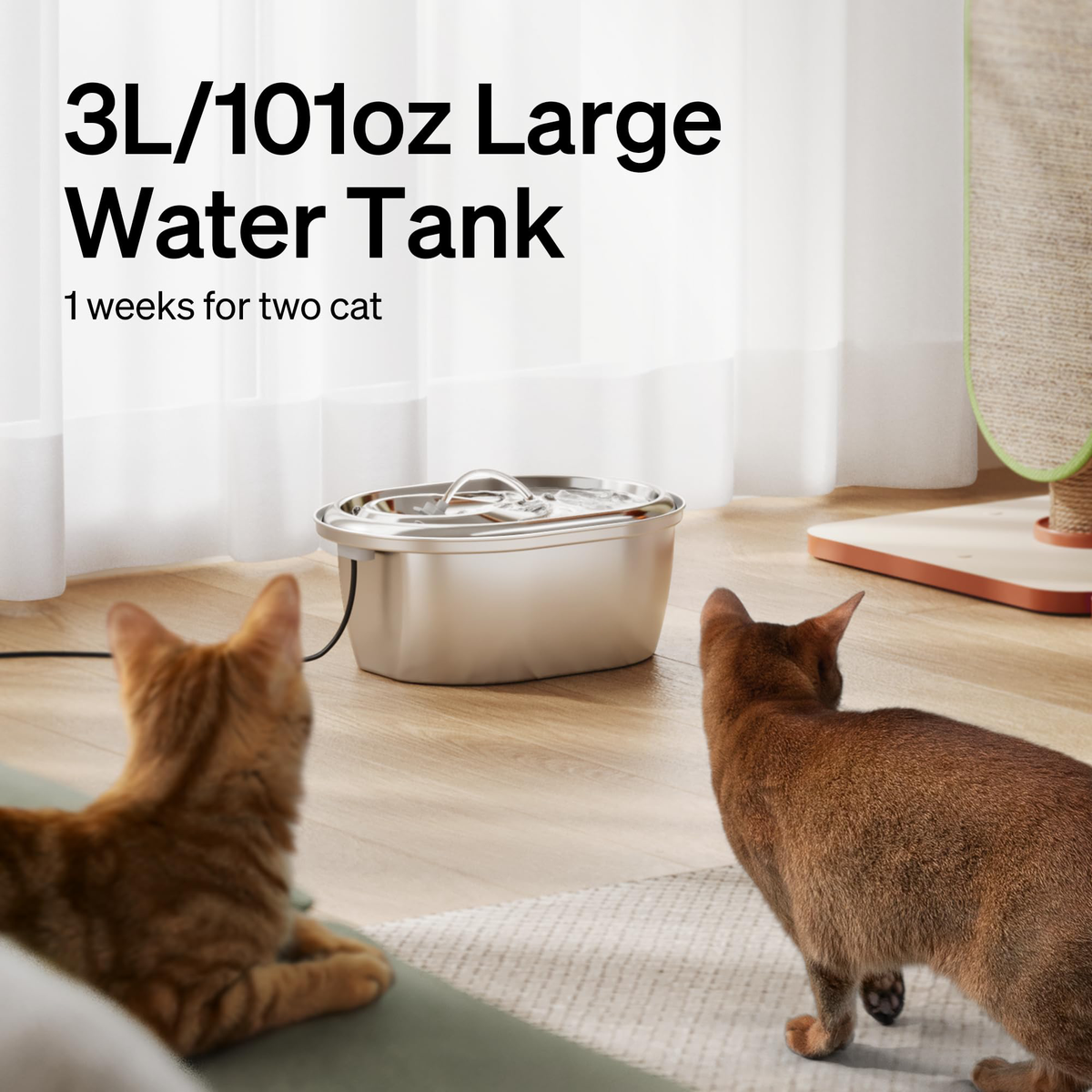 Stainless Steel Cat Water Fountain 101oz 3l Automatic Dispenser