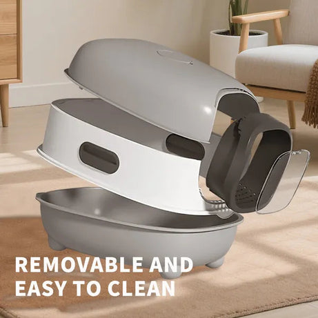 E Classic Grey Cat Litter Box Simple And Practical Large Space High