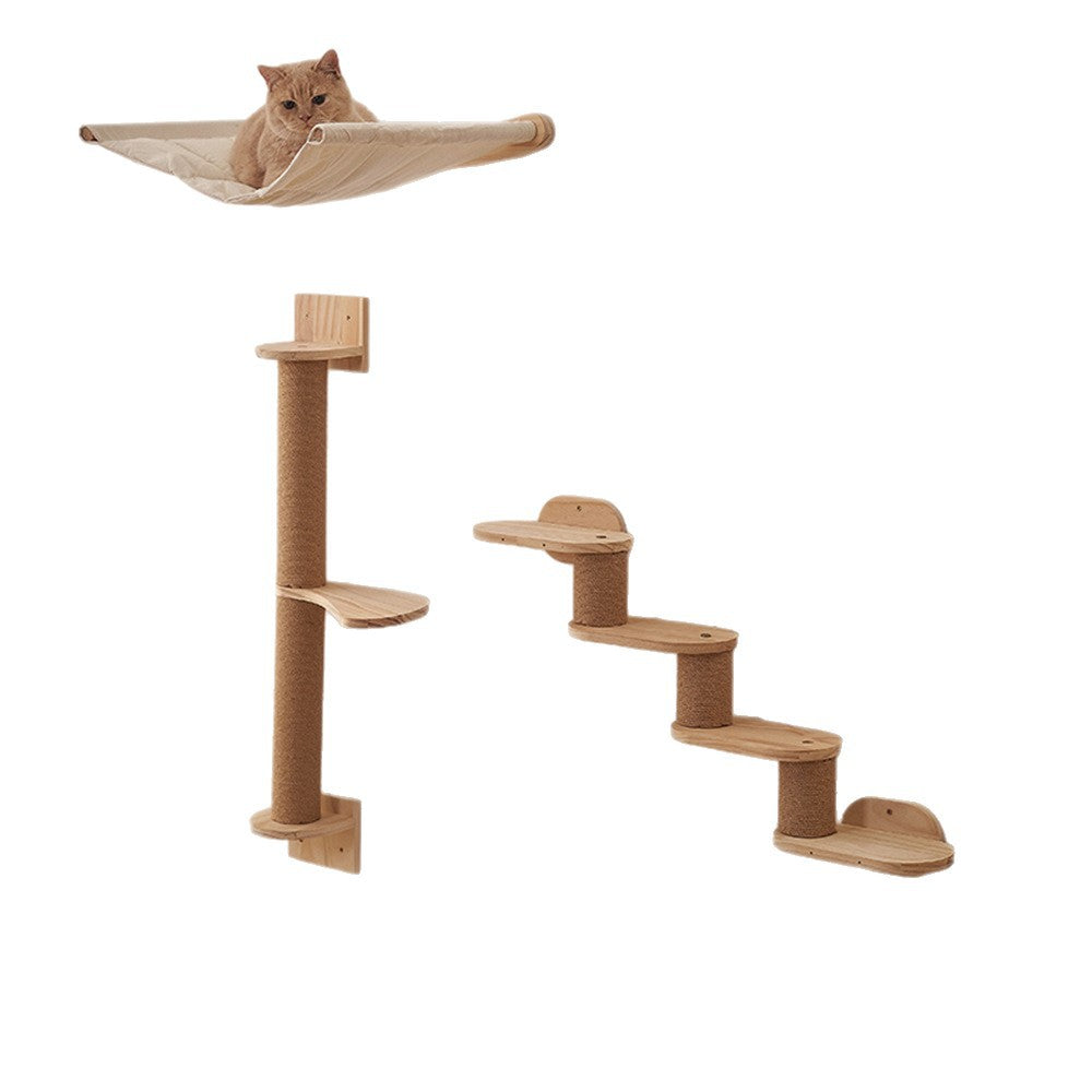 Wooden Cat Tree Wall-mounted Solid Wood Scratching Post