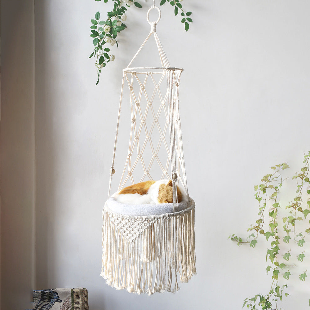 Macrame Hanging Pet Bed Cat Hammock Wall Bed-pet Gifts Swing
