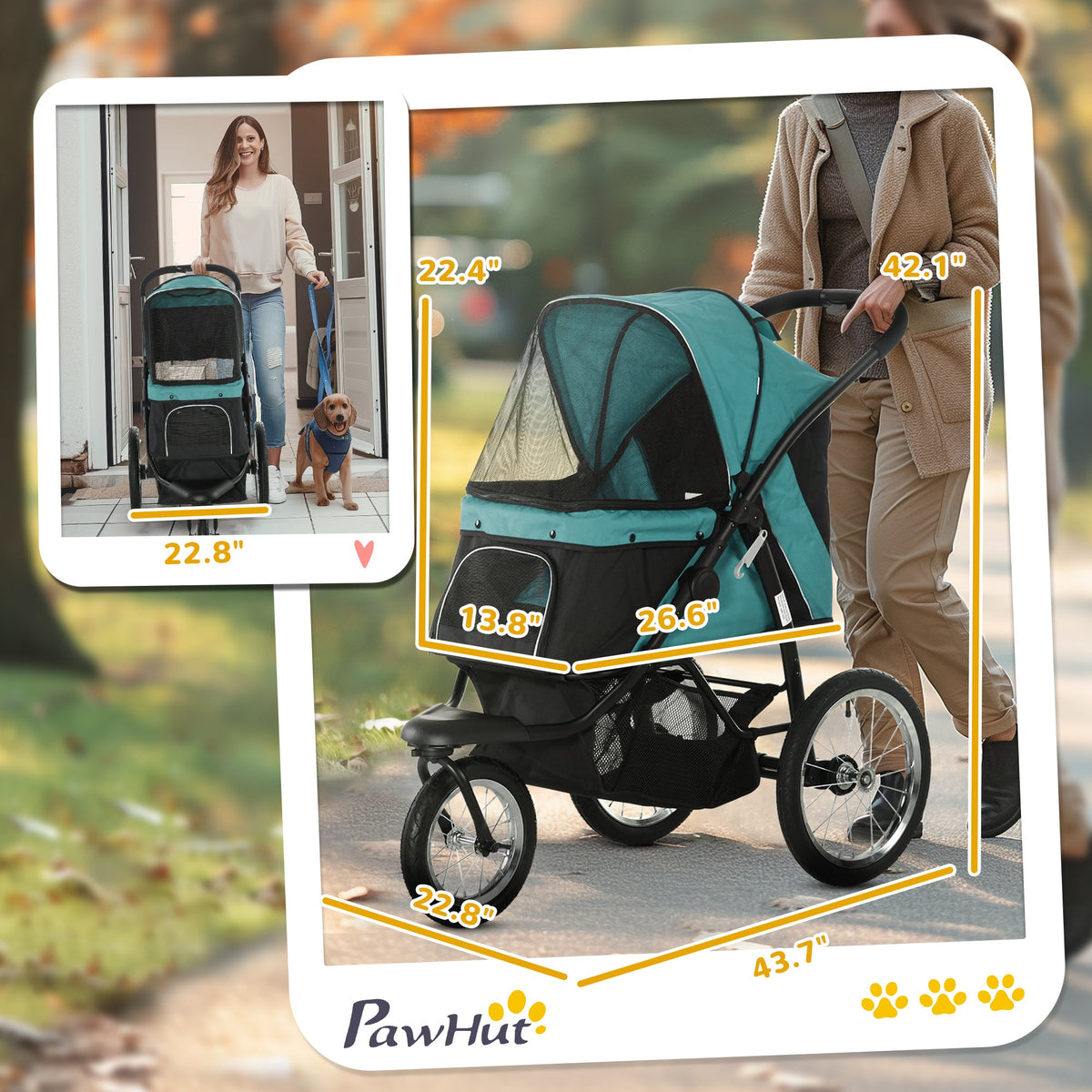 3 Wheels Pet Stroller For Small Dogs And Medium With Adjustable
