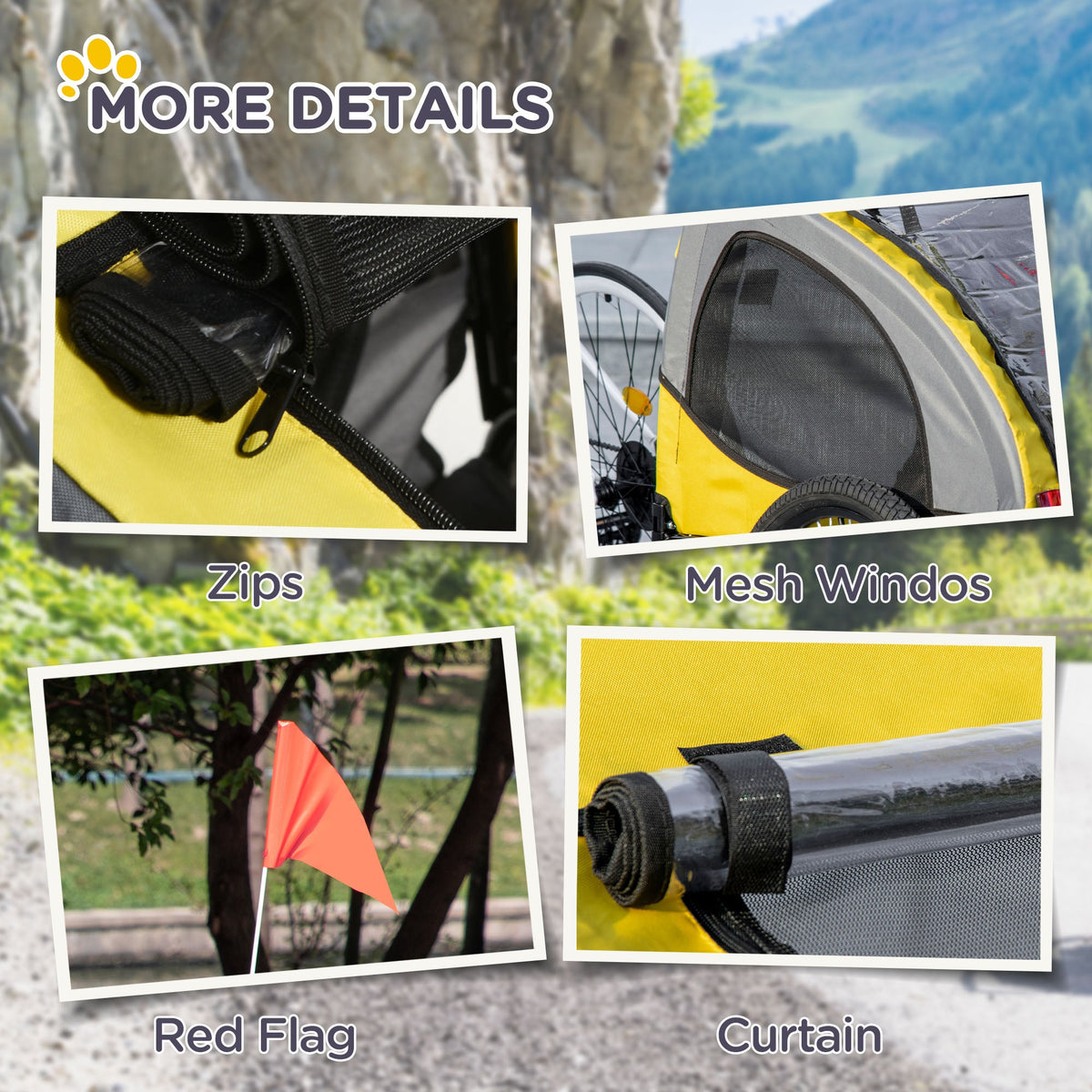 Dog Bike Trailer Pet Stroller With Wheels For Medium Dogs Yellow