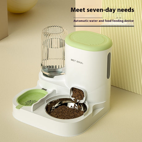 Cat Bowl Automatic Feeding Water Fountain Integrated Double