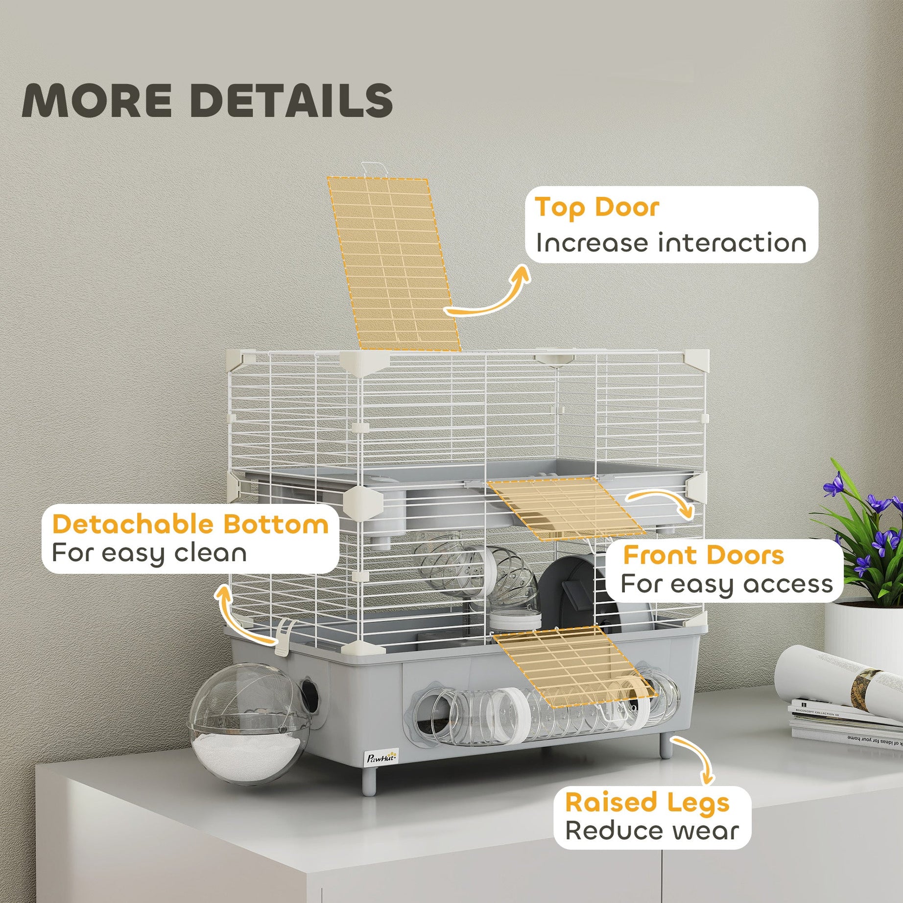 2-tier Hamster Cage With Sand Bathroom Running Wheel Water Bottle