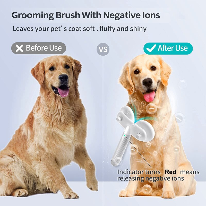 Pet Cat Brush Dog Slicker Double-headed Negative Ion One-button