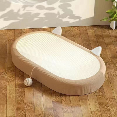 Woven Scratching Post And Oval Cat Bed In One