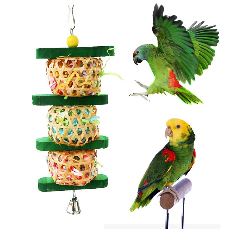 Parrot Supplies Bird Toy Rattan Woven Paper Silk Wood Gnawing