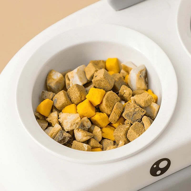 Duck Design Pet Double Bowl Plastic Kitten Dog Food Drinking Tray