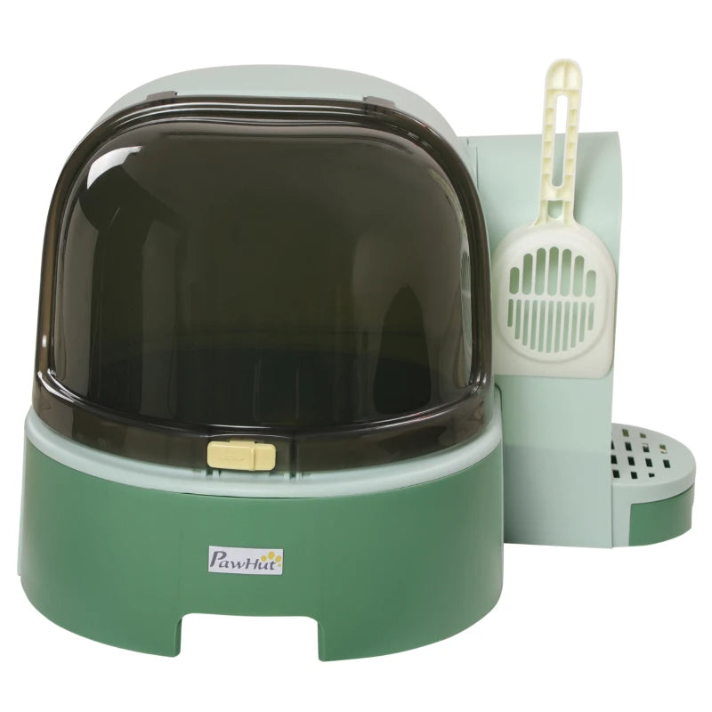 Cat Litter Box Easy To Clean Open With Scoop Green
