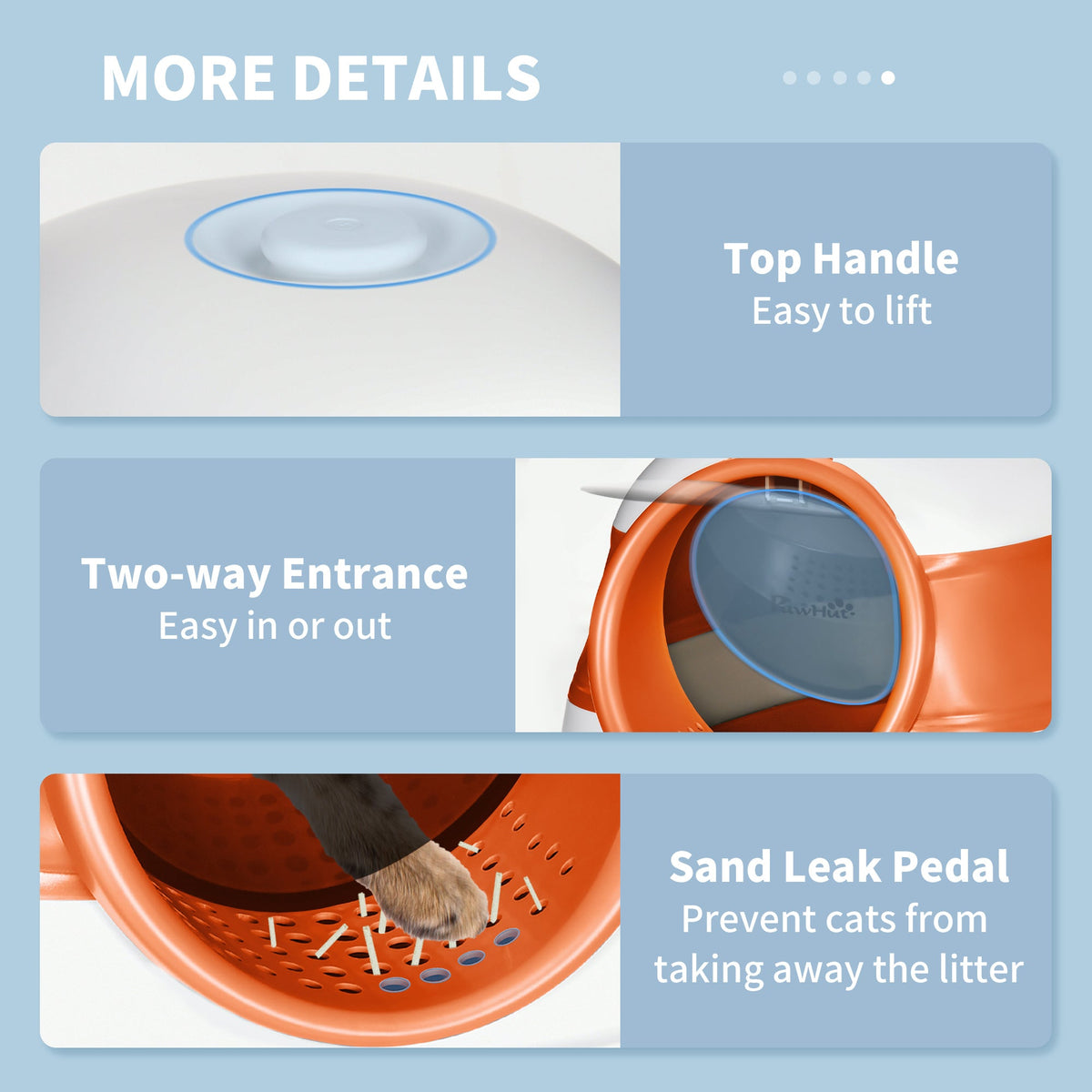Dome Covered Cat Litter Box With Lid White And Orange