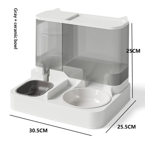 Automatic Feeder And Water Fountain Combo Cat Food Bowl