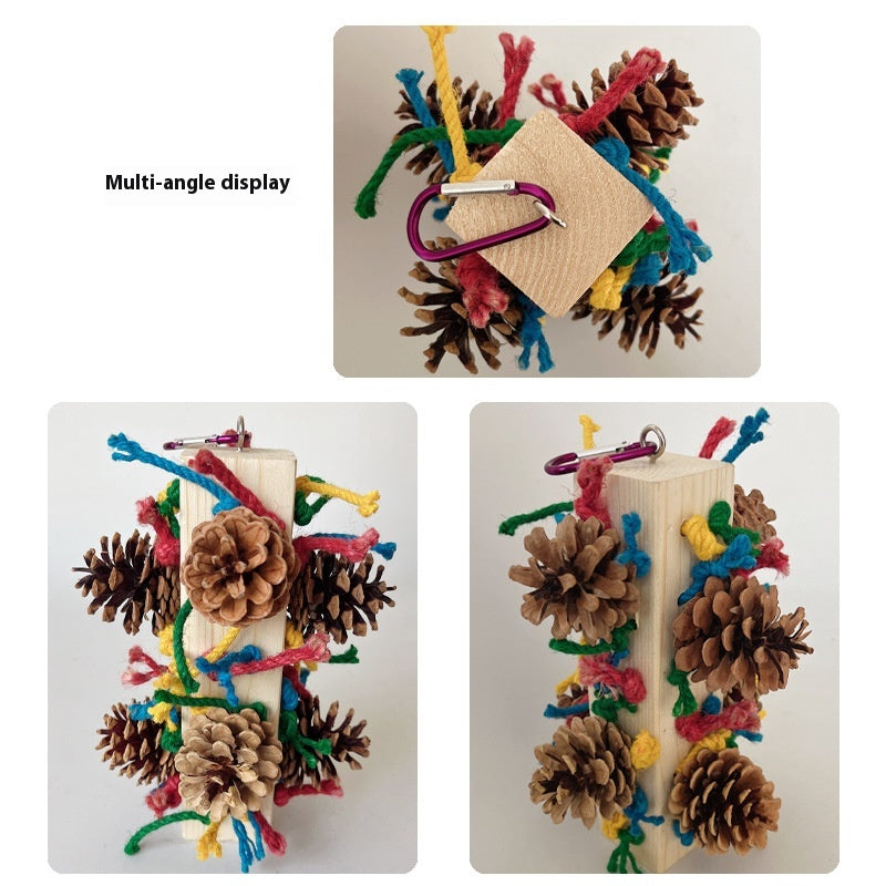 Solid Wood Parrot Toy Bird Stand Tearing Damage Relieving Stuffy