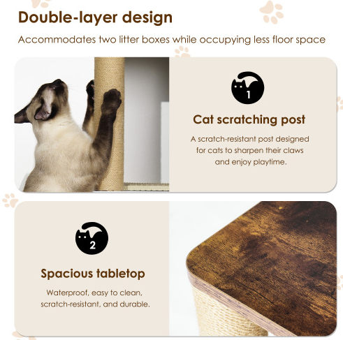 Double Cat Litter Box Enclouse Enclosure For 2 Cats Cabinet